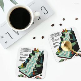 Table Mats Gathering Of Friends 2024 Coasters PVC Leather Placemats Non-slip Insulation Coffee Mat Home Kitchen Dining Pads Set 4