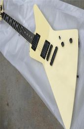 Metallic JamesHetfield Cream White Explorer Electric Guitar EET FUK Fingerboard Inlay Active Pickups 9V Battery Box Black Hardware6089897