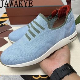 Casual Shoes Tenis Masculino Elastic Knitting Men Loafers Round Toe Flat Heel Breathable Tennis Runner's Walking Zapatillas Hombr