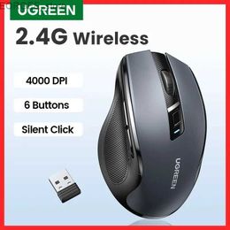 Mice UGREEN Wireless Mouse Ergonomic 2.4GHz 4000 DPI Silent 6 Button Suitable for MacBook Tablet PC Silent Mouse 2.4G Mouse Y240407