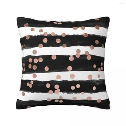 Pillow Girly Rose Gold Confetti Black Watercolor Stripes Throw Christmas Case Cover For Sofa