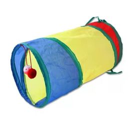 Nylon Collapsible Cat Tunnel 2 Holes Play Tubes Balls Puppy Channel Tubes Toys Interactive Combinable Tunel Para Gato Supplies