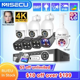 System MISECU UHD 8CH 4K POE Security Camera System 8MP Face Detect CCTV Record Surveillance Protection Kit Color Night Vision ONVIF