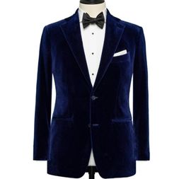 Royal Blue Velvet Wedding Men Suits for Groom Wear Two Piece Notched Lapel Custom Made Wedding Groom Tuxedos Jacket Black Pants4459629