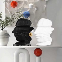 Arts and Crafts Creative Abstract Fiures Resin Sculpture White Face Livin Room Decoration Wine Cabinet Ornament Resin Crafts Home DecorationL2447