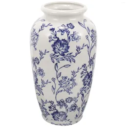 Vases Blue White Porcelain Vase Tabletop Decorative Pot Ceramic Craft Dried Flower Home Container Arrangement Simple