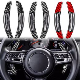 Car Accessories Red/Forged/Black Carbon Fiber Steering Wheel Shift Paddle Shifter For Porsche Panamera Macan 718 Cayenne 911