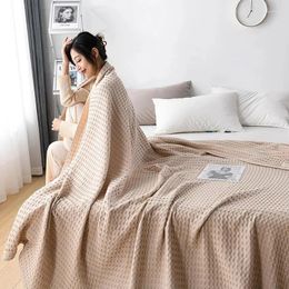 Blankets Waffle Plaid Cotton Toweled Summer Quilt Blanket Throw Solid Air Condition Home Sofa Bed Cover Knitted Car Nap For Beds