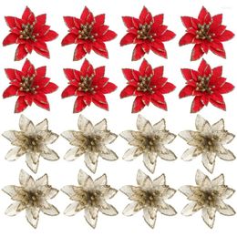 Decorative Flowers 24 Pcs Christmas Artificial Garland Adornment Silk Decor Plastic Accessories Glitter