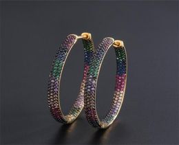 Hoop Huggie Funmode Trendy Two Tones Rainbow Cubic Zirconia Hoop Earrings For Women Hip Hoop pendientes mujer Whole FE53 221102033761