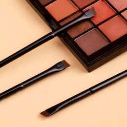 2024 1pcs Professional Black Eyebrow Inclined Flat Angled Brush Makeup Tool Wooden Pole Eyeliner Eyeshadow Eye Brow Women Cosmetic for