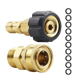 Connectors Pressure Washer Adapter Set, Quick Connector, M22 14mm Swivel To M22 Metric Fitting,M2214 Swivel + 3/8 Inch Plug, 3/8 Inch Quic