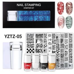 Device 1 Set of Nail Art Stamp Plate 7ml Hot Stamping Gel Polished Silicone Mould Scraper Image Printing Template Mould Nail Art Kit Tool