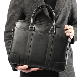 Briefcases Man Briefcase Genuine Leather Men Bag Fashion Male Shoulder Laptop Handbag Business Cow Men's