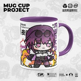 Game Honkai Star Rail Kafka Cosplay Ceramics Mug Coffee Mugs Spoon Lid Drinking Water Tea Cup Milk Gifts for Boys Girls 240407