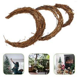 Decorative Flowers 3 Pcs Smilax Rattan Rings DIY Wreath Moon Frame Manual Dream Catcher Circle