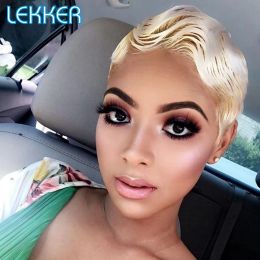 Wigs Lekker Wear to go 613 Blonde Short Pixie Cut Bob Lace Front Human Hair Wigs For Women Glueless Brazilian Remy Natural Hair Wigs