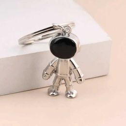 Keychains Lanyards New 3D Astronaut Keychain Cosmonaut Key Ring Spaceman Rocket World Universe Chain Gift For Boyfriend DIY Jewelry Handmade Q240403