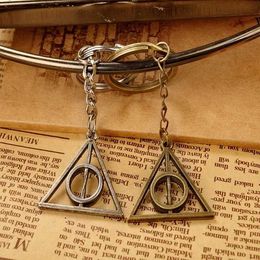 Keychains Lanyards New Deathly Hallows Alloy Pendant Keyring Q240403