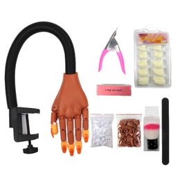 Acrylic Nail Practise Hands Flexible Bendable Nail Practise Hands Training Kit with Nail Tip Cleaning Brush Scissors Polishing 240325