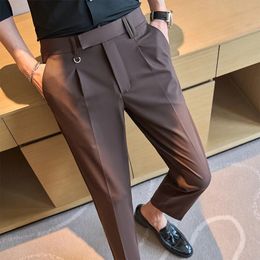 2024 Summer Bamboo Fibre Suit Pants for Men Breathable Business Casual Formal Pants Fashion Slim Fit Office Social Trousers