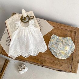 Clothing Sets Summer Baby Girl Set 0-3Years Born Kids Sleeveless Lace Tank Tops Flower Bloomers Shorts 2PCS Outfits Infant Clothes