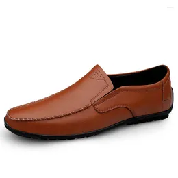 Casual Shoes Spring Autumn Mens Leather Loafers Slip-on Soft Flats Super Light Breathable Comfortable Moccasins