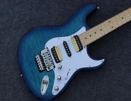 Custom shop electric guitar maple fingerboard blue Colour flame handmade 6 stings2788647