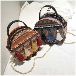 Daily Wear Beach Bags Super Hot Small Round Bag Women's Summer Fashion Versatile Ethnic Style Sucao Weaving Crossbody