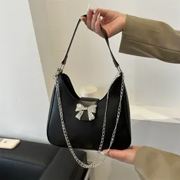 Totes Chain Fashionable Korean Style Versatile Textured Bow Tie Handbag 2024 Spring Shoulder Underarm Bag Tote For Women