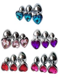 2021 New 3PCS Anal Beads Crystal Jewellery Heart Butt Plug Stimulator Sex Toys Dildo Stainless Steel Anal Plug X04018441162
