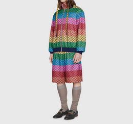 Design clothing Autumn winter new rainbow sports trend leisure suit contrast Colour versatile long sleeve sweater Capri pants for m8993357