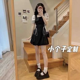 Summer Womens Fake Two Slimming First Love Sweet and Spicy Short Skirt Tea Break French Milk Waist Pulling Dress