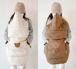 Blankets Korean Baby Hooded Cloak Cape Windproof Stroller Blanket Thicken Warmer Cartoon Bear Quilt