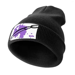 Berets TJs Paint Parties Logo - Purple Splat With Paintbrush And Heart Knitted Cap Military Man Dad Hat Women's Beach Men's