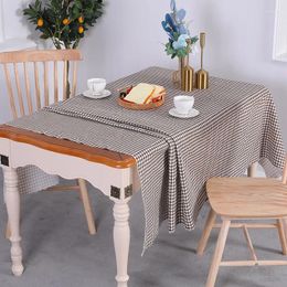 Table Cloth Nordic Style Checkerboard Cotton Linen Printed