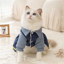 Dog Apparel Navy Suit Costume Student Uniform With Red Bow-Knot Cute Skirt Warm Clothes For Cats And Dogs