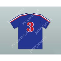 SPIKE NOLAN 3 HACKENSACK BULLS BLUE BASEBALL JERSEY BREWSTER'S MILLIONS Stitched