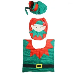 Toilet Seat Covers 3Pcs/Set Christmas Set Elf Decoration Soft Comfortable Household Products Holiday Supplies