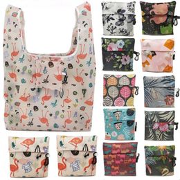 Storage Bags Flamingo Recycle Shopping Bag Eco Reusable Tote Cartoon Floral Shoulder Folding Handbags Printing