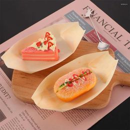 Disposable Dinnerware 50Pcs S/L Wood Paper Plates Bread Sushi Serving Tray Packaging Container Dessert Cake Bowl Tool