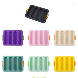 Baking Moulds 4 Slot French Silicone Moulds Non-Stick Pan Bread Oven Cake Mould