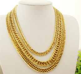 Hip Hop Heavy 24K Gold Filled Mens Chains 812MM Miami Cuban long Link Chain Double buckle Necklaces For man s rapper Jewelry201J1472503