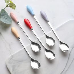 Spoons Tableware Minimalist Long Handled Matte Black Cute Individual Creative Wholesale For Gift Kitchen Accessories Dessert Scoop