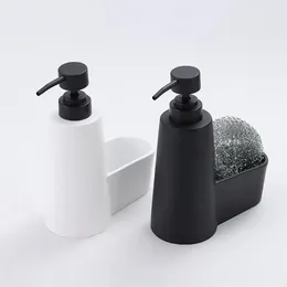 Liquid Soap Dispenser Kitchen Set Large Capacity Hand Sanitizer Bottle With Stainless Steel Scrubber Countertop Organiser For Bathroom