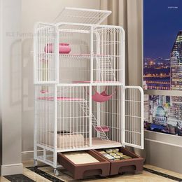 Cat Carriers Modern Wrought Iron Cages Home Two-story Cage House VillaIndoor Super Large Free Space Litter Box With Toilet