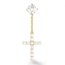 Gemnel Fashion Recycled 925 Sterling Silver Hanging Cross Moissanite Stud Earring Mens