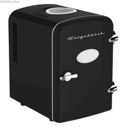 Freezer Frigidaire EFMIS171-BLACK 6+1 Can 48W Retro Mini Portable Refrigerator with Top Mount Active Cooling Tank Bracket (Black) Y240407