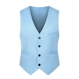 Mens Tank Tops Men Waistcoat Solid Colour Single-breasted V Neck Sleeveless Spring Vest For Work Vests Slim Fit Mens Suit