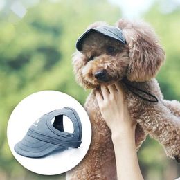 Dog Apparel Dogs Leaky Ear Hats Outdoor Travel Baseball Caps Sun Protection Adjustable Breathable Hollow Puppy Headwear Pets Supplies